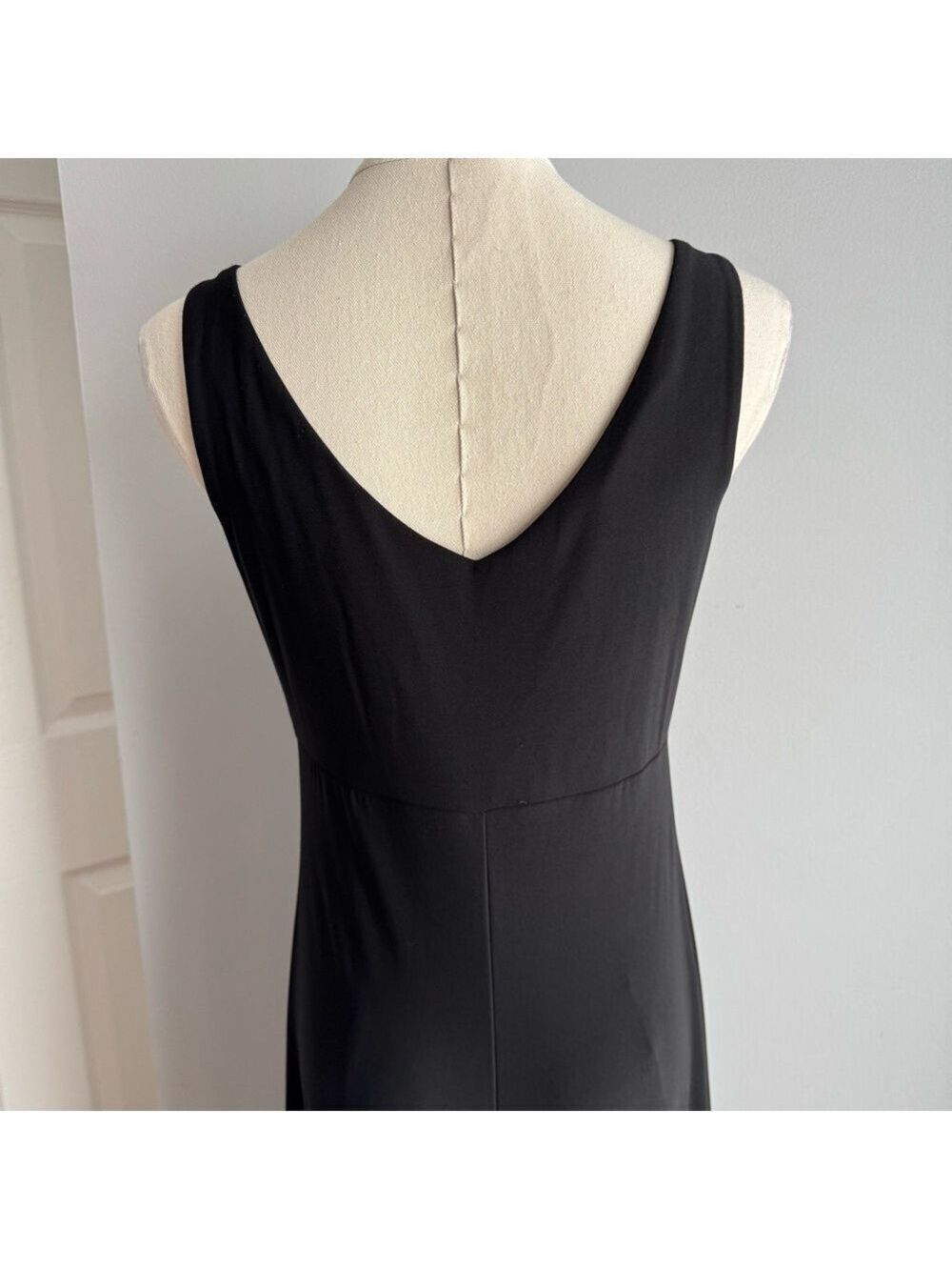 Black Beaded Maxi Dress Sz 2 XS Sleeveless V-Neck Boho Glam Evening Gown Party - Picture 11 of 15